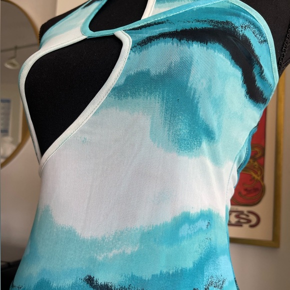 Forever 21 Aqua blue and white print halter tie dress Small - Picture 6 of 7